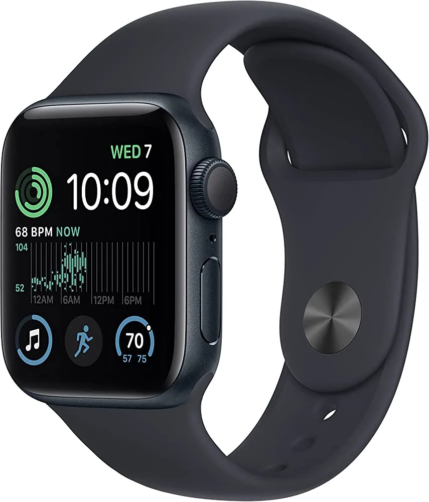 Apple Watch SE (2nd Gen) [GPS 40 mm] Smart Watch w/Midnight Aluminium Case & Midnight Sport Band. Fitness & Sleep Tracker, Crash Detection, Heart Rate Monitor, Retina Display, Water Resistant