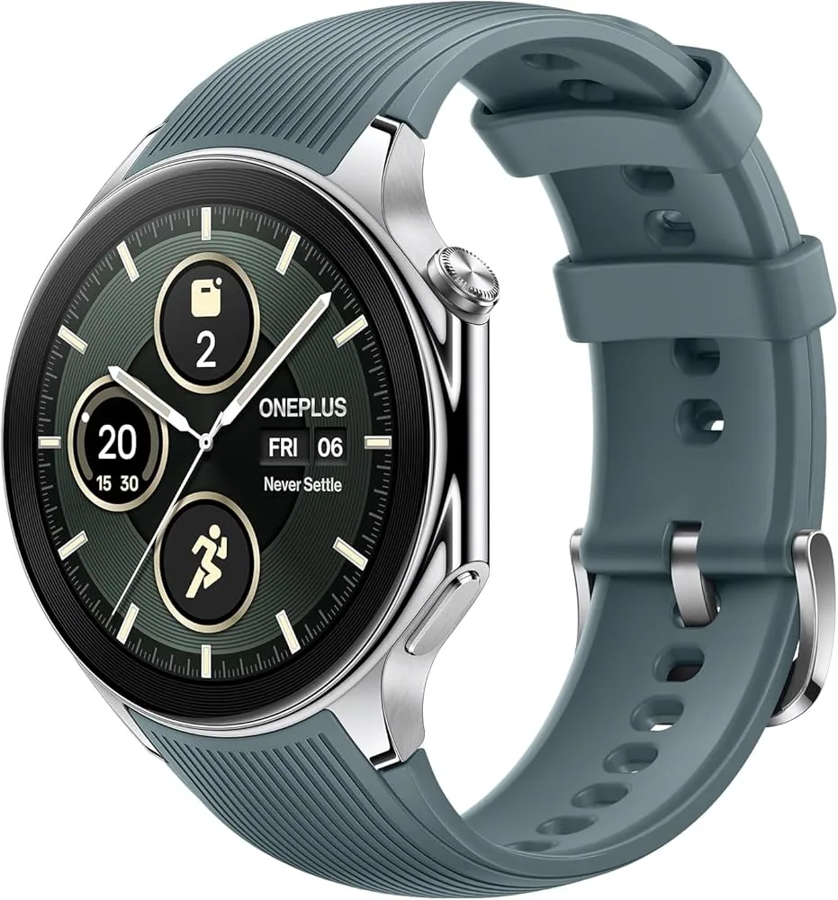 OnePlus Watch 2 with Wear OS 4,Snapdragon W5 Chipset,Upto 100Hrs Battery Life,1.43'' AMOLED Display,Stainless Steel & Sapphire Crystal Build,Dual Frequency GPS,5 ATM,IP68 & BT Calling