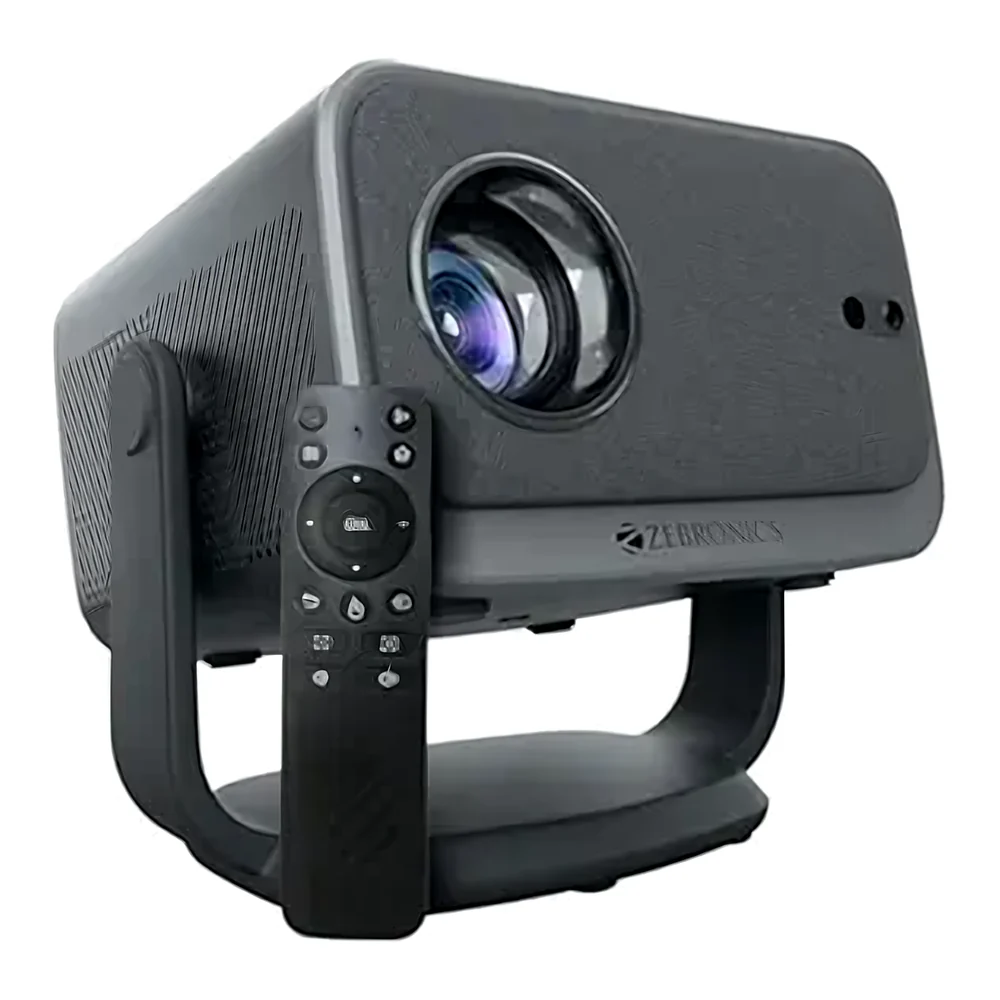 ZEBRONICS PIXAPLAY 67, Smart LED Projector, 9000 Lumens, 4K Support, 150 Inches Screen Size, Auto [ Focus | Keystone